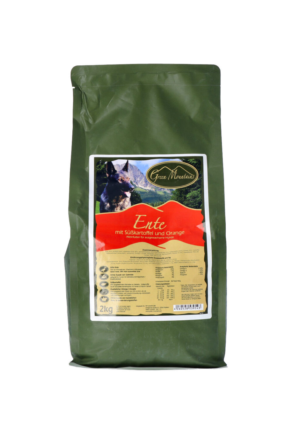 Probe Green Mountains Ente mit Süßkartoffel und Orange 100g