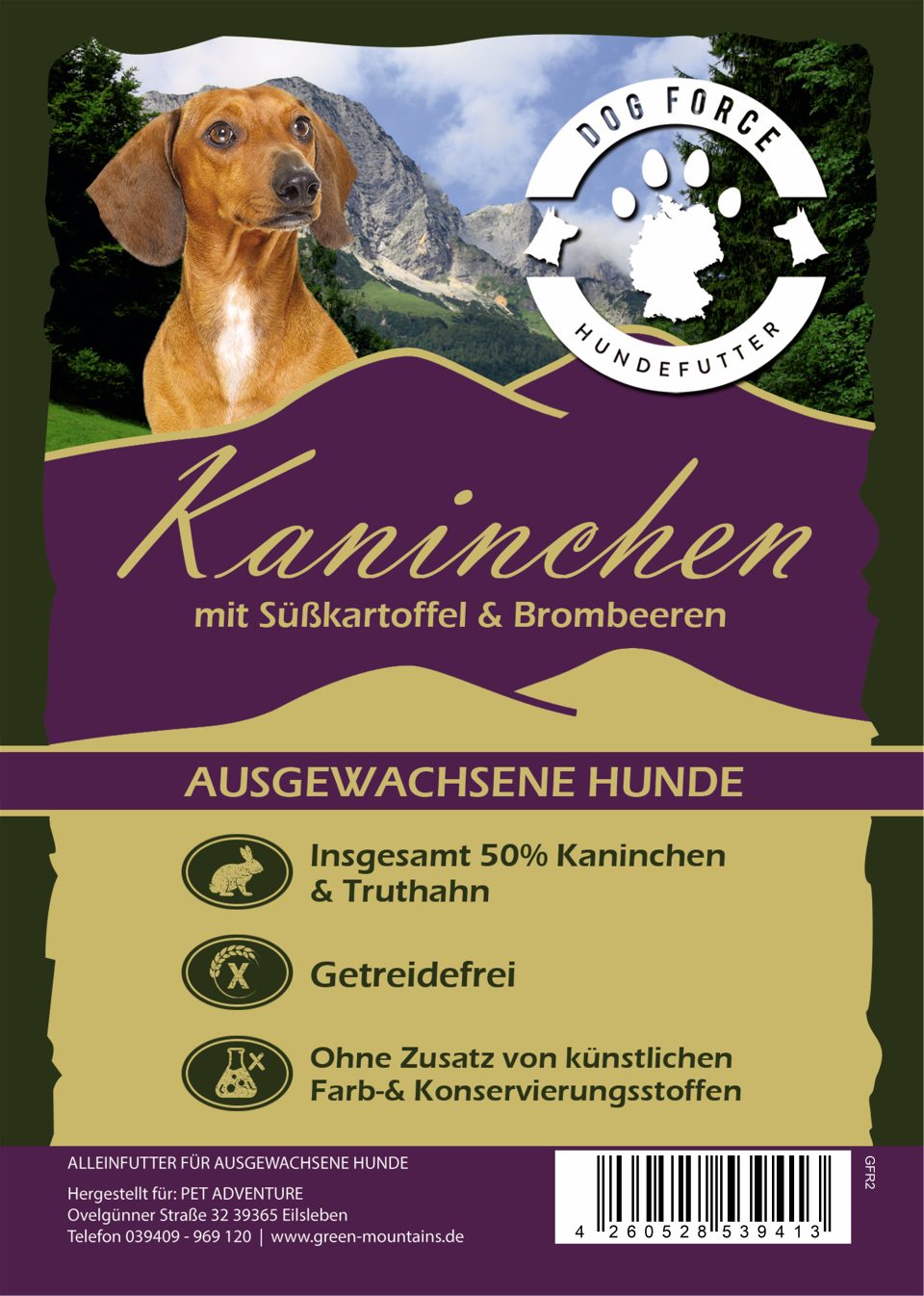 Dog Force Kaninchenfleisch mit Brombeere